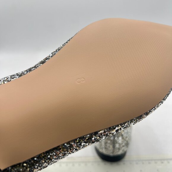 XYD Silver Glitter Pointed Toe Ankle Boots Low Heel Double Side Zippers Shoe - Picture 6 of 8